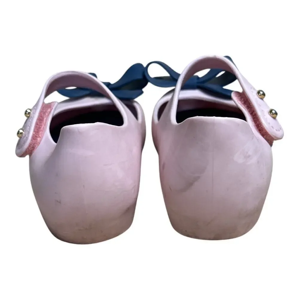 Mini Melissa Pink Blue Mary Jane Rubber Ultragirl Bow Flat Toddler Size 7